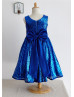 Royal Blue Sequin Knee Length Flower Girl Dress 